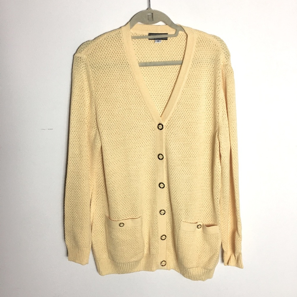 St John by Marie Gray Yellow knit Cardigan sweater